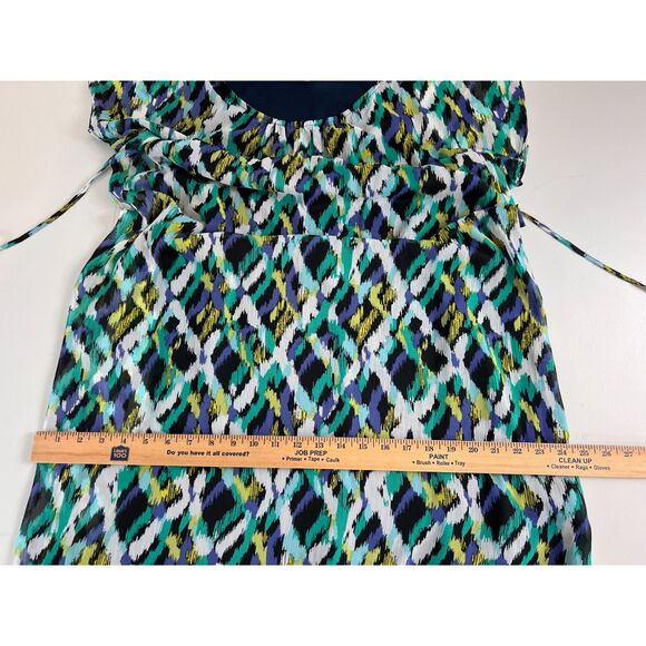 Merona Women's Multicolor Print Knee Length Dress Tie Belt Polyester Size L - Picture 9 of 12